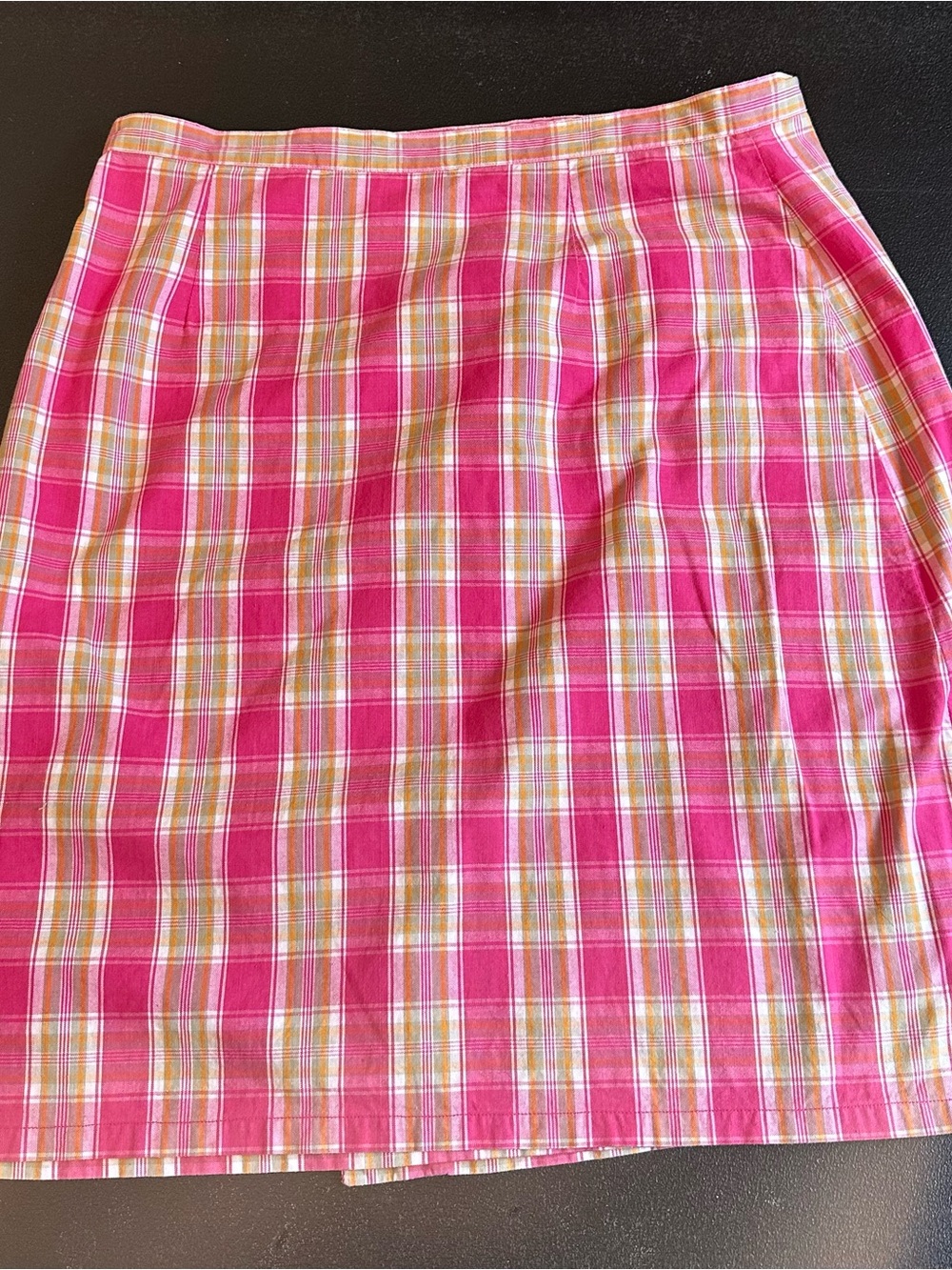 Bryan Connelly vintage Pink Plaid Midi Skirt — Classic A-Line Style